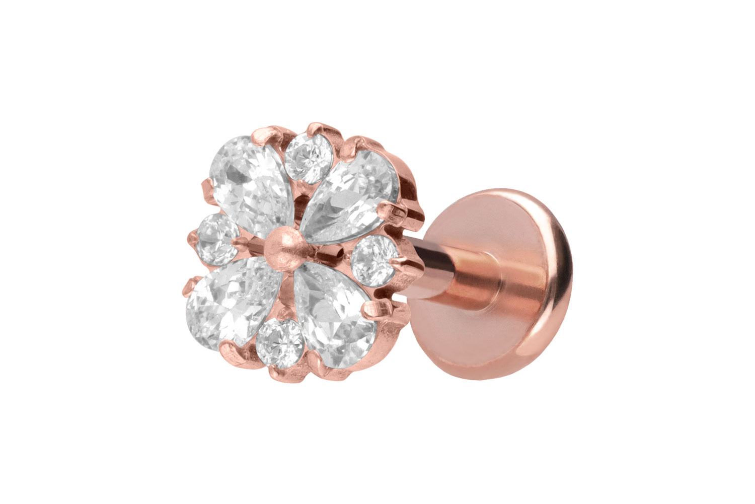 Titan Labret Piercing mit Push Fit KRISTALLORNAMENT